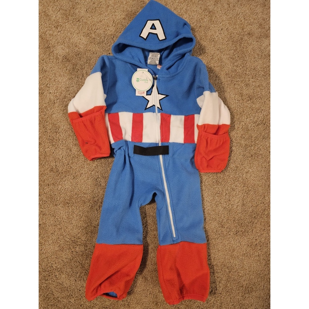 Marvel Captain America Boy's Hooded Fleece One Piece Size 12-18 Months